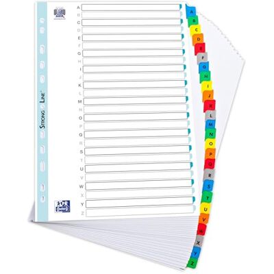 Oxford A4 A-Z Indices with Coloured Plastic Coated Tabs, Multi-Colour Oxford A4 A-Z Indices with Coloured Plastic Coated Tabs, Multi-Colour