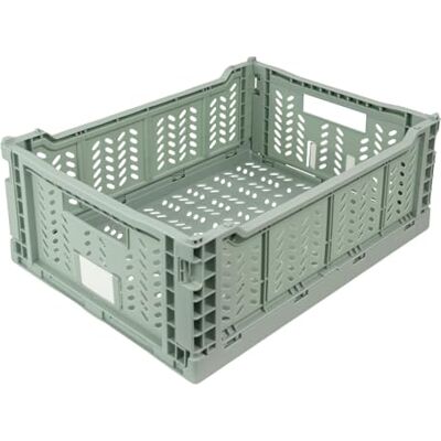 JVL Stackit Set of 2 Plastic Foldable Storage Crates – Large 14.5L Capacity – Collapsible Stackable Storage Boxes, Green JVL Stackit Set of 2 Plastic Foldable Storage Crates – Large 14.5L Capacity – Collapsible Stackable Storage Boxes, Green