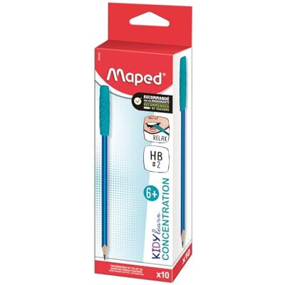 Maped Kidy Learn Concentration Box of 10 Ergonomic Graphite Pencils with Relaxing Chew/Bite Tips HB Lead Textured Grip Maped Kidy Learn Concentration Box of 10 Ergonomic Graphite Pencils with Relaxing Chew/Bite Tips HB Lead Textured Grip