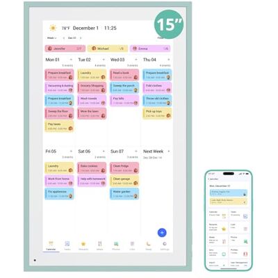 Dragon 2026 Digital Calendar with Sage Green, 15 Inch Electronic Calendar Planner for Chore Chart and Home Organization, Interactive Touch Screen Desktop & Wall Mountable, for Families Dragon 2026 Digital Calendar with Sage Green, 15 Inch Electronic Calendar Planner for Chore Chart and Home Organization, Interactive Touch Screen Desktop & Wall Mountable, for Families