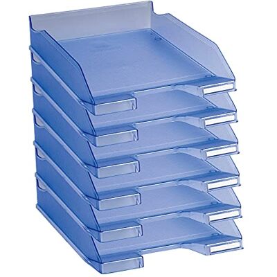Exacompta Ref 11310D Linicolor Letter Tray Combo Midi 347 x 255 x 65mm in Size, Holds Up To 500 Sheets, Suitable for A4 Documents -Ice Blue Translucent (Pack of 6) Exacompta Ref 11310D Linicolor Letter Tray Combo Midi 347 x 255 x 65mm in Size, Holds Up To 500 Sheets, Suitable for A4 Documents -Ice Blue Translucent (Pack of 6)