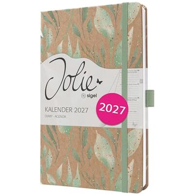 Sigel 7J803 Weekly planner Jolie 2027-1 year approx. A5 Sparkle Leaves 2 pages = 1 week hardcover 80 gsm gold/brown/mint green 174 p. FSC-certified Sigel 7J803 Weekly planner Jolie 2027-1 year approx. A5 Sparkle Leaves 2 pages = 1 week hardcover 80 gsm gold/brown/mint green 174 p. FSC-certified