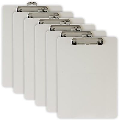 Officemate Recycled Plastic Clipboards, Letter Size, Pearl, Pack of 6 (83087) Officemate Recycled Plastic Clipboards, Letter Size, Pearl, Pack of 6 (83087)
