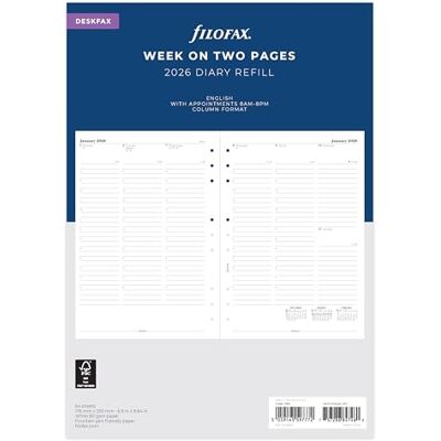 Filofax Deskfax week on two pages with appointments English 2026 diary 26-68612 Filofax Deskfax week on two pages with appointments English 2026 diary 26-68612