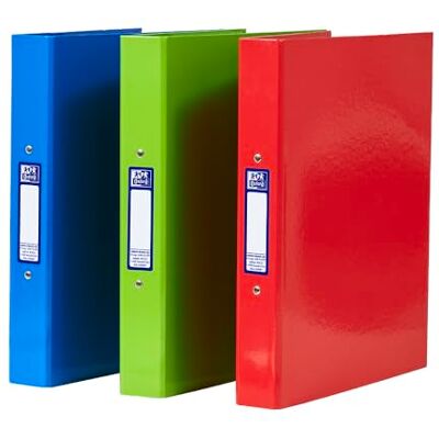 Oxford A4 Ring Binders, 3 Pack of Glossy Red, Green & Blue Folders, Laminated Paper-on-Board, 40 mm Spine Oxford A4 Ring Binders, 3 Pack of Glossy Red, Green & Blue Folders, Laminated Paper-on-Board, 40 mm Spine