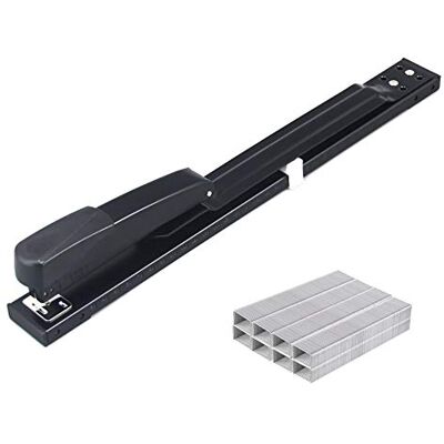 SF ITEM Long Reach Stapler Office Staplers Desktop Stapler, 50 Sheets Capacity Long Arm Staplers with 1600pcs Staples (Black, 50 Sheets Capacity) SF ITEM Long Reach Stapler Office Staplers Desktop Stapler, 50 Sheets Capacity Long Arm Staplers with 1600pcs Staples (Black, 50 Sheets Capacity)
