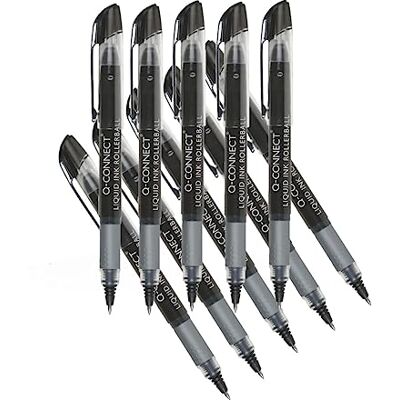 Q-Connect Liquid Ink Rollerball Pen Fine Black (Pack of 10) Q-Connect Liquid Ink Rollerball Pen Fine Black (Pack of 10)