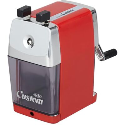 Carl Pencil Sharpener, CC-2000, Custom, Red, 5-Point Selector. Manual, Quiet for Office and Home Desks, School Classroom Carl Pencil Sharpener, CC-2000, Custom, Red, 5-Point Selector. Manual, Quiet for Office and Home Desks, School Classroom
