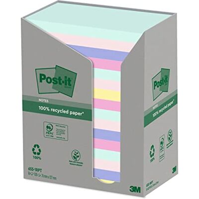 Post-it Recycled Notes, 16 Pads (1600 Sheets), 127 mm x 76 mm Post-it Recycled Notes, 16 Pads (1600 Sheets), 127 mm x 76 mm