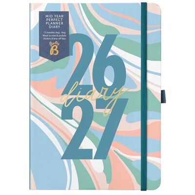 Busy B A5 Weekly Diary Mid-Year Academic Planner Aug '26 Aug '27 Marble Cover Week to View Academic Planner with Stickers, Pen Loop & List Pad Busy B A5 Weekly Diary Mid-Year Academic Planner Aug '26 Aug '27 Marble Cover Week to View Academic Planner with Stickers, Pen Loop & List Pad