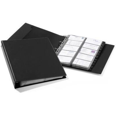 Durable VISIFIX Economy Business Card Album in Black, Ring Binder Folder for Business Cards or CollecTable Cards, Includes A-Z Index for Organising Cards Durable VISIFIX Economy Business Card Album in Black, Ring Binder Folder for Business Cards or CollecTable Cards, Includes A-Z Index for Organising Cards