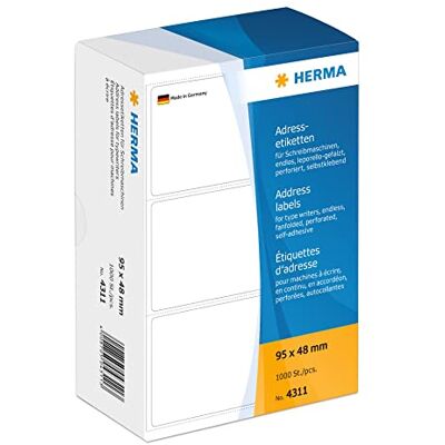 HERMA 95 x 48 mm Paper Matt Address Labels White (Pack of 1000) HERMA 95 x 48 mm Paper Matt Address Labels White (Pack of 1000)
