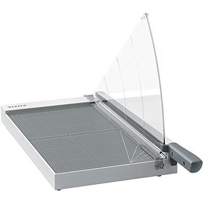Leitz Precision Home Office Paper Cutter A3, Guillotine, Cuts 10 Sheets, 457mm Cut Length, Precision Steel Blade, Laminated Wooden Base, Alignment Guide With Edge Glow & Blade Guard, 90200000 Leitz Precision Home Office Paper Cutter A3, Guillotine, Cuts 10 Sheets, 457mm Cut Length, Precision Steel Blade, Laminated Wooden Base, Alignment Guide With Edge Glow & Blade Guard, 90200000