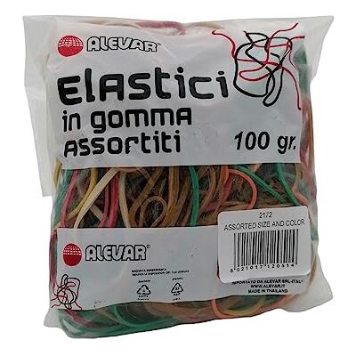 Alevar Rubber Bands for Office, Assorted Sizes and Colours, Bag of 100 Gr. Alevar Rubber Bands for Office, Assorted Sizes and Colours, Bag of 100 Gr.