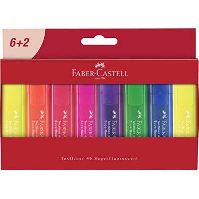 Faber-Castell 254667 Textmarker Textliner 1546, 8-ply wallet case, 8 pens 6+2 Rainbow Faber-Castell 254667 Textmarker Textliner 1546, 8-ply wallet case, 8 pens 6+2 Rainbow
