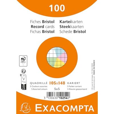 Exacompta 2000 Index Cards 5x5 in Film 105x148 mm Assorted Exacompta 2000 Index Cards 5x5 in Film 105x148 mm Assorted