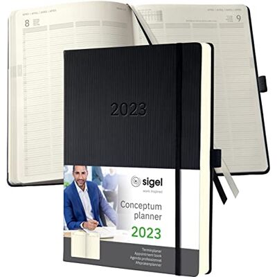 Sigel C2304 Appointment book Conceptum 2023 A4+ black hardcover 1 page = 1 day 480 S. Sigel C2304 Appointment book Conceptum 2023 A4+ black hardcover 1 page = 1 day 480 S.