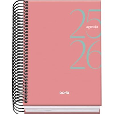 DOHE School Planner 2025 2026 Day per Page, A6 Size (12x17 cm), Spanish and English, September to June, Spiral Binding, Hard Cover SYSTEM Pink DOHE School Planner 2025 2026 Day per Page, A6 Size (12x17 cm), Spanish and English, September to June, Spiral Binding, Hard Cover SYSTEM Pink