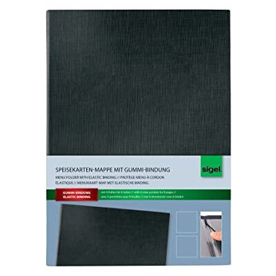 Sigel SM115 Menu Cover with elastic binding, for A5, Black, 1 Piece Sigel SM115 Menu Cover with elastic binding, for A5, Black, 1 Piece