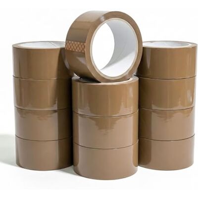 Roe Tenpo Packaging Tape, 12 Rolls Brown Parcel Packing Tape with Low Noise 48mm X 66m, Secure and Sticky Seal for Boxes, Packing, Shipping, Moving, eCommerce (Brown, 12 rolls) Roe Tenpo Packaging Tape, 12 Rolls Brown Parcel Packing Tape with Low Noise 48mm X 66m, Secure and Sticky Seal for Boxes, Packing, Shipping, Moving, eCommerce (Brown, 12 rolls)