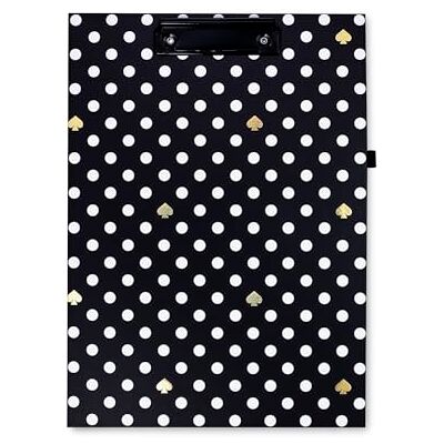 Kate Spade New York A4 Clipboard Folio with Low Profile Clip, Black Professional Padfolio Includes Lined Notepad, Pen Loop, and Pocket, Polka Dots Kate Spade New York A4 Clipboard Folio with Low Profile Clip, Black Professional Padfolio Includes Lined Notepad, Pen Loop, and Pocket, Polka Dots