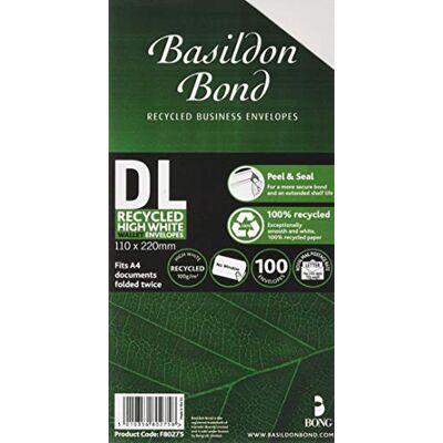 Basildon Bond Envelopes DL White wrapped Pk100 Basildon Bond Envelopes DL White wrapped Pk100