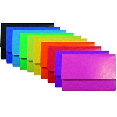 Exacompta Iderama Document Wallets, 265 gsm, Foolscap Assorted Colours, Pack of 25 Exacompta Iderama Document Wallets, 265 gsm, Foolscap Assorted Colours, Pack of 25