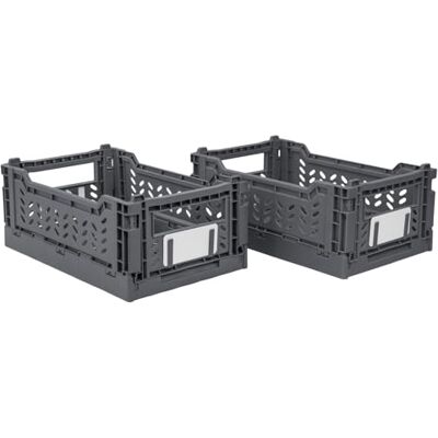 JVL Stackit Set of 4 Plastic Foldable Storage Crates – Small 4L Capacity – Collapsible Stackable Storage Box, Grey JVL Stackit Set of 4 Plastic Foldable Storage Crates – Small 4L Capacity – Collapsible Stackable Storage Box, Grey