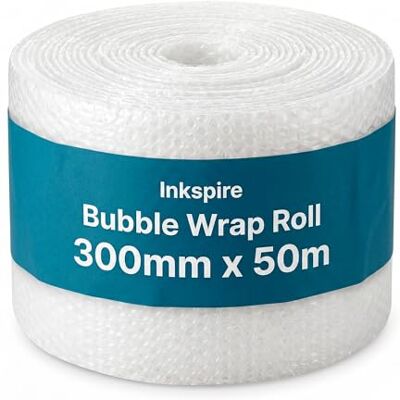 Inkspire Bubble Wrap Roll 300mm x 50m Small Air Bubbles, Recyclable Protective Cushioning Large Bubble Wrap for Moving House Essentials, Packaging, Shipping & Storage Boxes Inkspire Bubble Wrap Roll 300mm x 50m Small Air Bubbles, Recyclable Protective Cushioning Large Bubble Wrap for Moving House Essentials, Packaging, Shipping & Storage Boxes