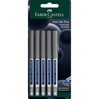 Faber-Castell Free Ink Rollerball Pen Blue 0.7mm Pack of 5 Faber-Castell Free Ink Rollerball Pen Blue 0.7mm Pack of 5