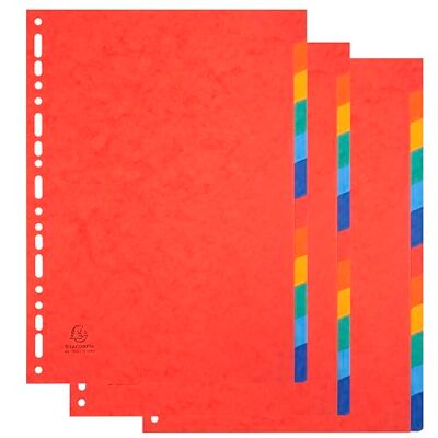Exacompta Pack of 3 divider sets flexible card 12 blank tabs A4 Exacompta Pack of 3 divider sets flexible card 12 blank tabs A4