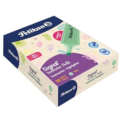 Pelikan Signal Mint Pastel Highlighters, Water Based, Washable, Skin-Friendly, Pack of 10 Pelikan Signal Mint Pastel Highlighters, Water Based, Washable, Skin-Friendly, Pack of 10