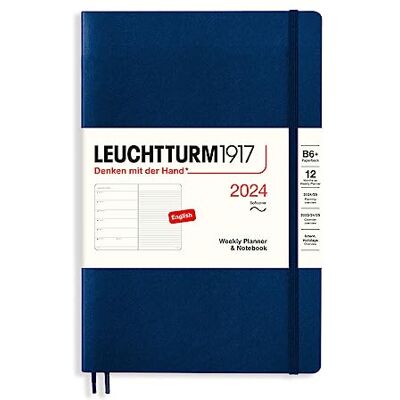 LEUCHTTURM1917 367810 Weekly Calendar & Notebook Softcover Paperback (B6+) 2024, 12 Months, Navy, English LEUCHTTURM1917 367810 Weekly Calendar & Notebook Softcover Paperback (B6+) 2024, 12 Months, Navy, English