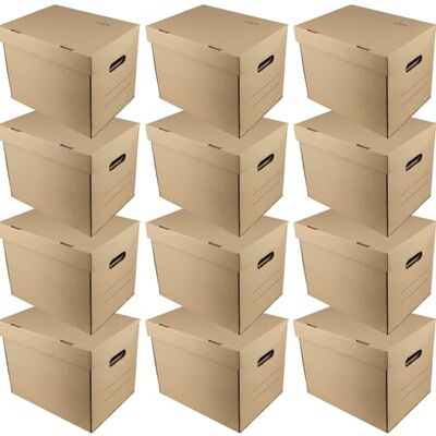 IDEA HOME STOREA IDEA 12 Pack A4 Archive Storage Boxes with Lids, Heavy Duty Cardboard Document Boxes, Stackable Filing Boxes for Office Home Moving IDEA HOME STOREA IDEA 12 Pack A4 Archive Storage Boxes with Lids, Heavy Duty Cardboard Document Boxes, Stackable Filing Boxes for Office Home Moving