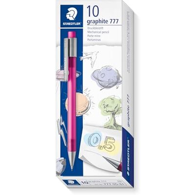 STAEDTLER 777 05-61 Graphite Mechanical Pencil 0.5mm, B Lead, Magenta Barrel (Pack of 10) STAEDTLER 777 05-61 Graphite Mechanical Pencil 0.5mm, B Lead, Magenta Barrel (Pack of 10)