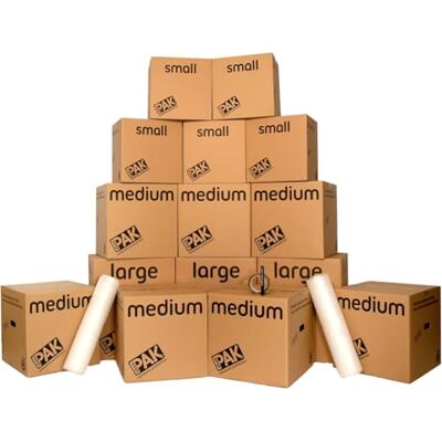 StorePAK House Moving Kit 20 Storage/Moving Boxes with Handles, Bubble Wrap, Tape & Marker Pen 100% Recyclable SMALL, MEDIUM & LARGE StorePAK House Moving Kit 20 Storage/Moving Boxes with Handles, Bubble Wrap, Tape & Marker Pen 100% Recyclable SMALL, MEDIUM & LARGE