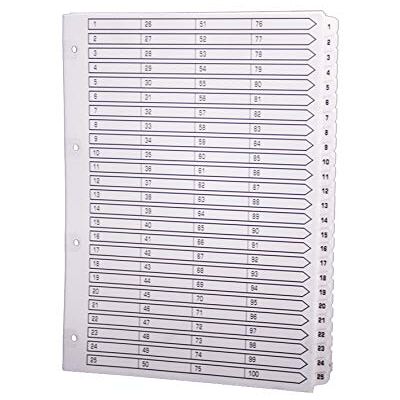 Exacompta dividers White Card 100 Numbered tabs 1-100 A4 Exacompta dividers White Card 100 Numbered tabs 1-100 A4