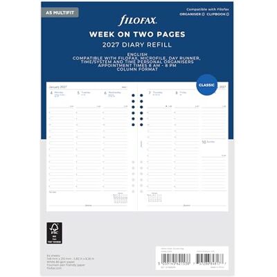 Filofax A5 Week on two pages English multi-fit 2027 diary 27-68521M Filofax A5 Week on two pages English multi-fit 2027 diary 27-68521M