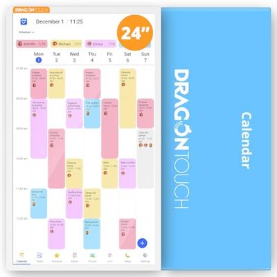 Dragon 2026 Digital Calendar, 24 Inch Electronic Calendar Planner for Chore Chart and Home Organization, Interactive Touch Screen Desktop & Wall Mountable, a Gift for Families, White Dragon 2026 Digital Calendar, 24 Inch Electronic Calendar Planner for Chore Chart and Home Organization, Interactive Touch Screen Desktop & Wall Mountable, a Gift for Families, White