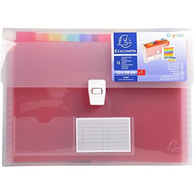 Exacompta Ref 55298E Crystal Multipart Expanding Case 330 x 250mm in Size, Ideal for A4 Size Documents, 13 Tabbed Sections, Holds up to 400 Sheet Exacompta Ref 55298E Crystal Multipart Expanding Case 330 x 250mm in Size, Ideal for A4 Size Documents, 13 Tabbed Sections, Holds up to 400 Sheet