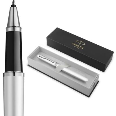 PARKER Meridian Rollerball Pen Chrome Lacquer with Chrome Trims Fine Nib Handwriting Pens & Stationery Supplies Black Ink Luxury Gift Box PARKER Meridian Rollerball Pen Chrome Lacquer with Chrome Trims Fine Nib Handwriting Pens & Stationery Supplies Black Ink Luxury Gift Box