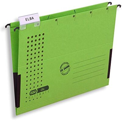 Elba Chic Ultimate 85743GN Suspension File Folder with Partially Closed Sides Pack of 25 Green Elba Chic Ultimate 85743GN Suspension File Folder with Partially Closed Sides Pack of 25 Green