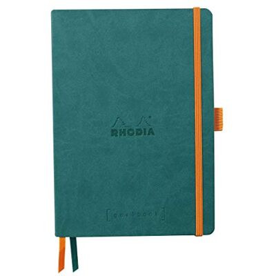 Rhodia 117806C rama Leatherette Softcover Goal book A5 (14.8x21 cm) 240pgs DOT Clairefontaine ivory paper 90 g 2 ribbons elastic closure Peacock Rhodia 117806C rama Leatherette Softcover Goal book A5 (14.8x21 cm) 240pgs DOT Clairefontaine ivory paper 90 g 2 ribbons elastic closure Peacock