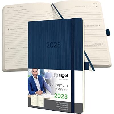 Sigel C2332 Weekly planner Conceptum 2023 approx. A5 dark blue Softcover 2 pages = 1 week 192 S. Sigel C2332 Weekly planner Conceptum 2023 approx. A5 dark blue Softcover 2 pages = 1 week 192 S.