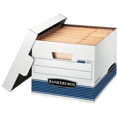BANKERS BOX STOR/FILE Medium-Duty Storage Boxes, FastFold, Lift-Off Lid, Letter/Legal, Value Pack of 20 (0076315) BANKERS BOX STOR/FILE Medium-Duty Storage Boxes, FastFold, Lift-Off Lid, Letter/Legal, Value Pack of 20 (0076315)