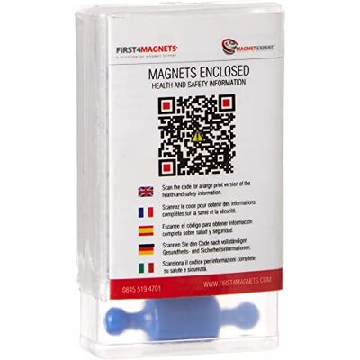 FIRST4MAGNETS Blue Skittle Magnet for Fridge, Office, Whiteboard, Noticeboard, Filing Cabinet 12mm dia x 20mm tall Pack of 12 FIRST4MAGNETS Blue Skittle Magnet for Fridge, Office, Whiteboard, Noticeboard, Filing Cabinet 12mm dia x 20mm tall Pack of 12