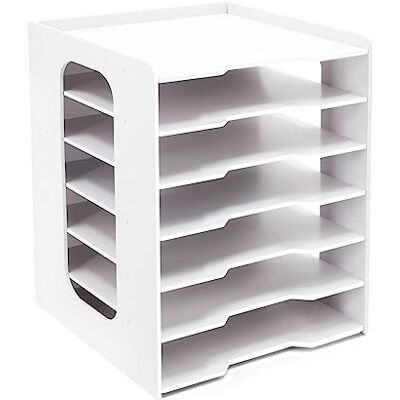 SONGWAY Scrapbook Paper Organizer 12x12-7 Tier File Organizer for Desk, Scrapbook Paper Storage, Paper Holder, 12x12 Stackable Paper Trays, Desktop Paper Storage Organizer Cube for Home Office SONGWAY Scrapbook Paper Organizer 12x12-7 Tier File Organizer for Desk, Scrapbook Paper Storage, Paper Holder, 12x12 Stackable Paper Trays, Desktop Paper Storage Organizer Cube for Home Office