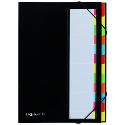 Pagna 44133-04 Desk Organiser 12 Coloured Divider Tabs Elastic Band Corners Folding Back Cover Coloured Index List Black Pagna 44133-04 Desk Organiser 12 Coloured Divider Tabs Elastic Band Corners Folding Back Cover Coloured Index List Black