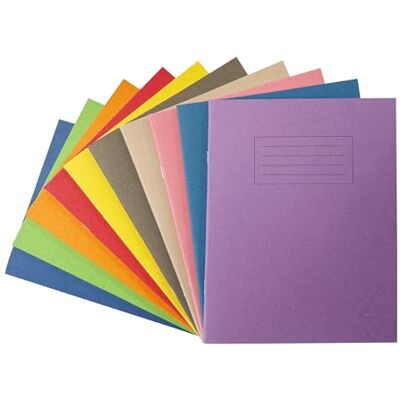 Janrax Pack of 10 9x7 Assorted 80 Page Feint Ruled with Margin Exercise Books WF Paper with 225gsm Manilla Cover Janrax Pack of 10 9x7 Assorted 80 Page Feint Ruled with Margin Exercise Books WF Paper with 225gsm Manilla Cover