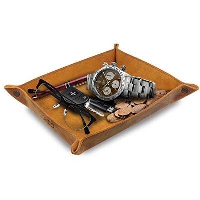 LONDO Genuine Leather Tray Organizer Storage for Wallets Watches Keys Coins Cell Phones and Office Equipment LONDO Genuine Leather Tray Organizer Storage for Wallets Watches Keys Coins Cell Phones and Office Equipment